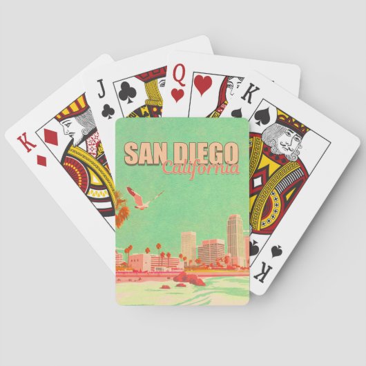 San Diego Californië Binnenstad Souvenirs 1950s Pokerkaarten (Achterkant)