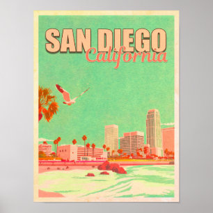 San Diego Californië Binnenstad Souvenirs 1950s Poster