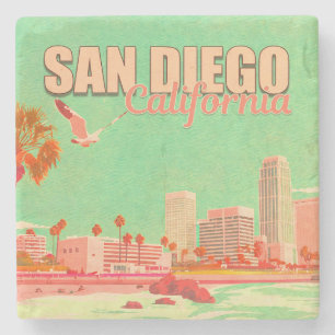 San Diego Californië Binnenstad Souvenirs 1950s Stenen Onderzetter
