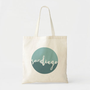San Diego, Californië Blauwe kalligrafie Ombre Tote Bag