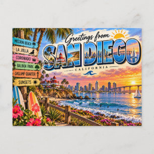 San Diego Californië Briefkaart