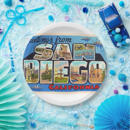 San Diego Californië  groot Briefkaart Papieren Bordje (Feest)