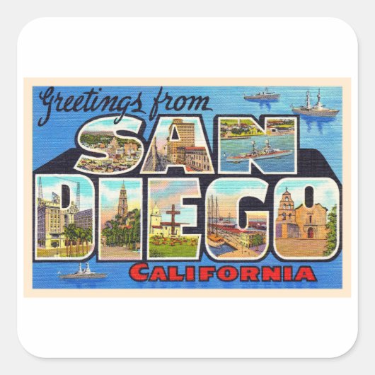 San Diego Californië  groot Briefkaart Vierkante Sticker (Voorkant)