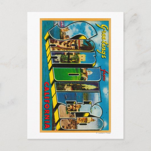 San Diego, Californië - Grote Schrijfscènes Briefkaart (Voorkant)