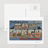San Diego, Californië - Grote Schrijfscènes Briefkaart (Voorkant / Achterkant)