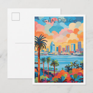San Diego Californië Kunst Reizen Briefkaart