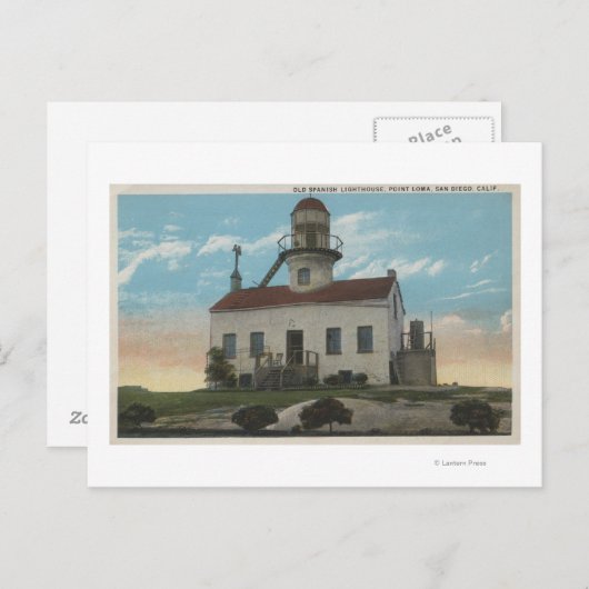 San Diego, Californië - oude Spaanse vuurtoren Briefkaart (Voorkant / Achterkant)
