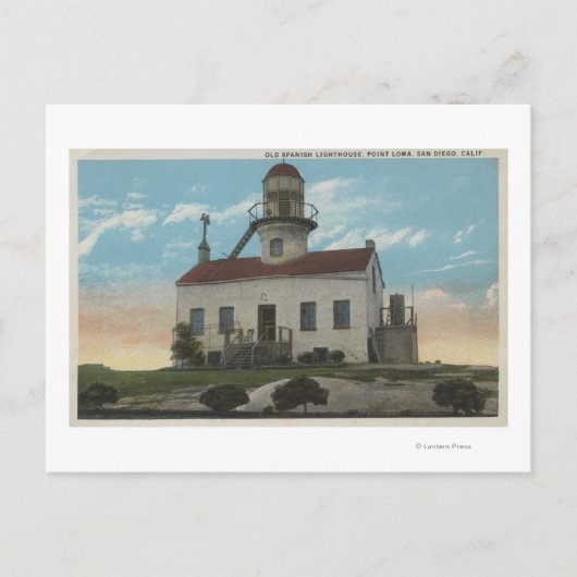 San Diego, Californië - oude Spaanse vuurtoren Briefkaart (Voorkant)