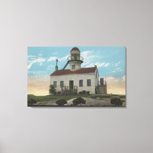 San Diego, Californië - oude Spaanse vuurtoren Canvas Afdruk (Voorkant)