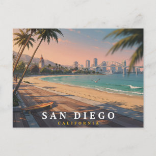 San Diego Californië Retro Kust Reis  Briefkaart