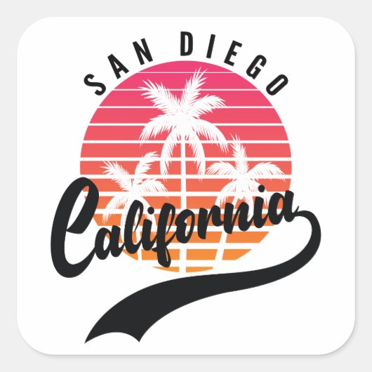 San Diego, Californië Retro Sticker (Voorkant)