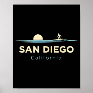 San Diego Californië Retro Surfplanken Surfen Zome Poster