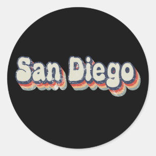 San Diego Californië Retro Vervallen Kunst Ronde Sticker