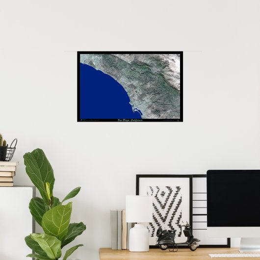San Diego, Californië-satellietfotoprint poster (Thuiskantoor)