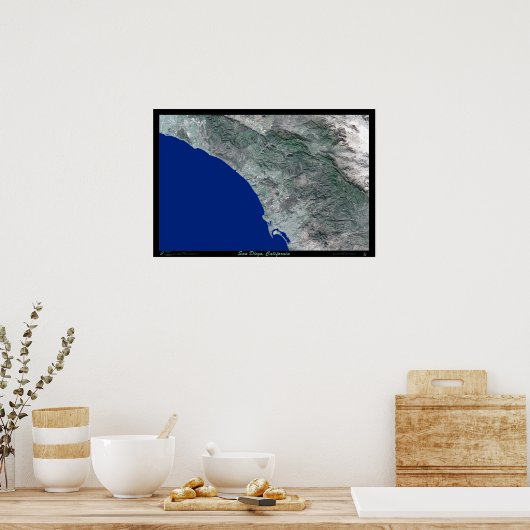 San Diego, Californië-satellietfotoprint poster (Keuken)