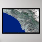 San Diego, Californië-satellietfotoprint poster (Voorkant)