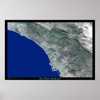 San Diego, Californië-satellietfotoprint poster