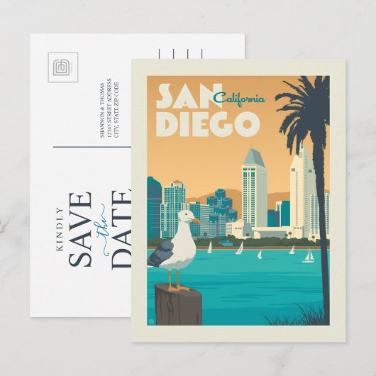 San Diego, Californië | Save the date Uitnodiging Briefkaart (Voorkant / Achterkant)