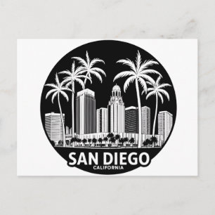 San Diego Californië Silhouet Briefkaart