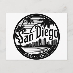 San Diego Californië Silhouet Briefkaart