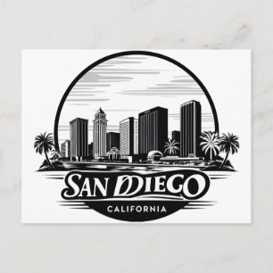 San Diego Californië Silhouet Feestdagenkaart