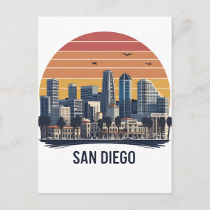 San Diego Californië Silhouet–Moderne Stadsgezicht Briefkaart