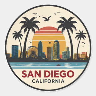 San Diego Californië Silhouet Ronde Sticker
