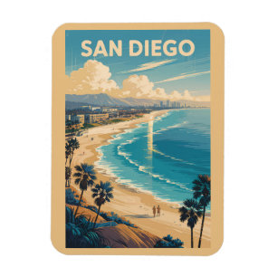 San Diego Californië Silhouette Reis Kunst Vintage Magneet