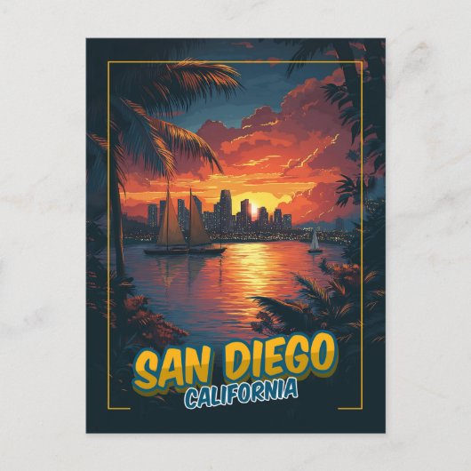 San Diego, Californië -  stijl Briefkaart (Voorkant)