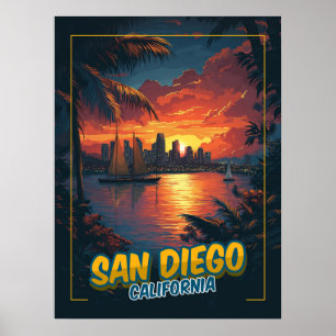 San Diego, Californië -  stijl Poster
