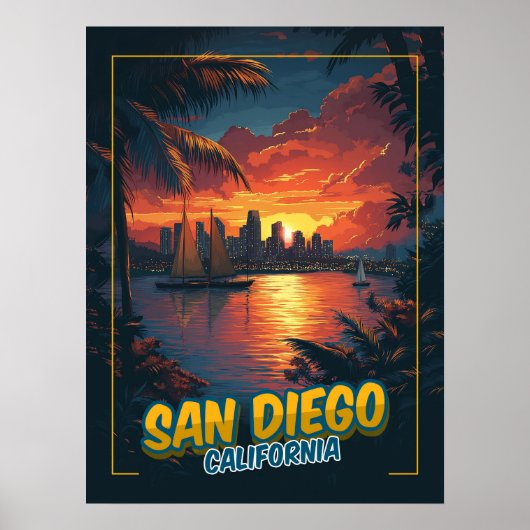 San Diego, Californië -  stijl Poster (Voorkant)