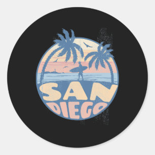 San Diego Californië Strand Surfen Zomer Vakantie Ronde Sticker