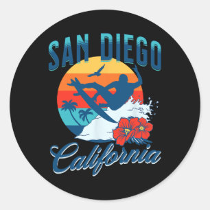 San Diego Californië Strand Surfen Zomer Vakantie Ronde Sticker