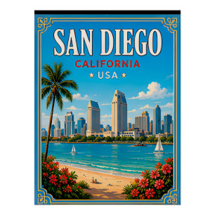 🌊 San Diego Californië strandvakantie herinnering Perfect Poster