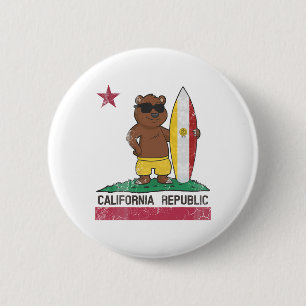 San Diego Californië Surfer Beer Surfen Mannen Vro Ronde Button 5,7 Cm