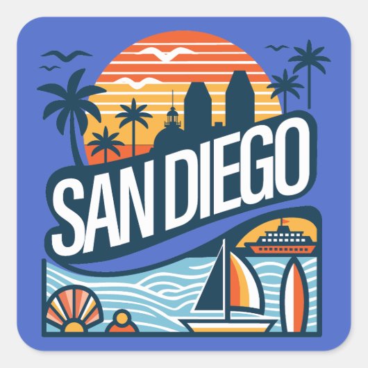 San Diego Californië Vierkante Sticker (Voorkant)