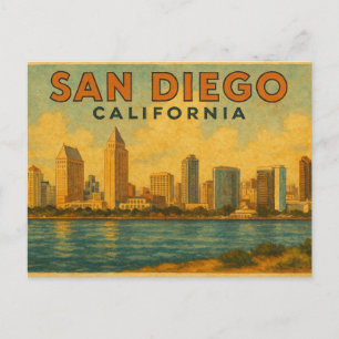 San Diego Californië vintage Silhouet Briefkaart