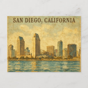San Diego Californië vintage Silhouet Briefkaart