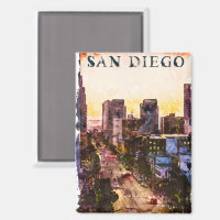 San Diego Californië Waterverf Sunset Uitzicht