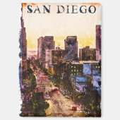 San Diego Californië Waterverf Sunset Uitzicht Magneet (Voorkant)