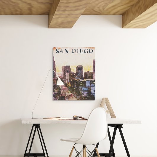 San Diego Californië Waterverf Sunset Uitzicht Poster