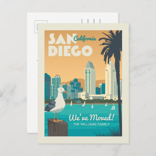 San Diego, Californië | We zijn verhuisd! Uitnodiging Briefkaart (Voorkant / Achterkant)