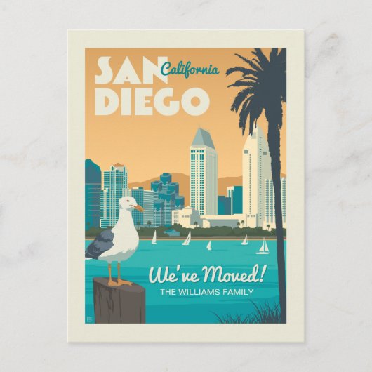 San Diego, Californië | We zijn verhuisd! Uitnodiging Briefkaart (Voorkant)