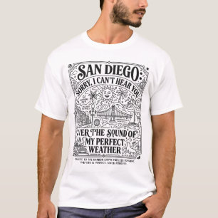 San Diego Californië Zonnige Kustlijn Landmark Tek T-shirt