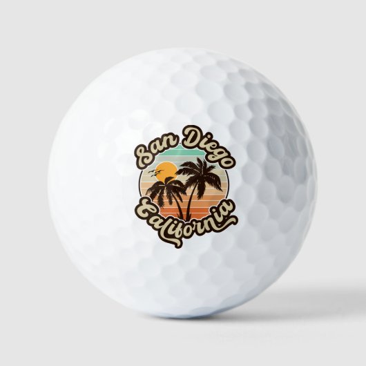 San Diego Californië zonsondergang palmbomen souve Golfballen (Voorkant)