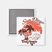 San Diego Californië zonsondergang palmbomen souve Magneet (Voorkant / Achterkant)