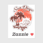 San Diego Californië zonsondergang palmbomen souve Sticker (Vel)