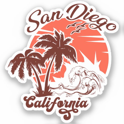 San Diego Californië zonsondergang palmbomen souve Sticker (Voorkant)