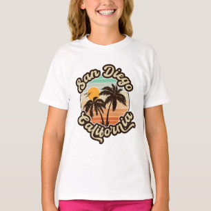 San Diego Californië zonsondergang palmbomen souve T-shirt