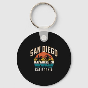 San Diego Californië Zonsondergang Palmen Vintage  Sleutelhanger